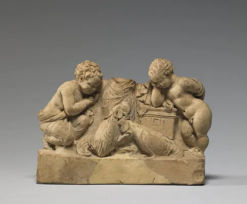 Three People Watching a Cock Fight