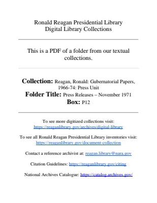 Press Releases - November 1971