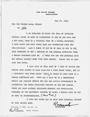 Franklin D. Roosevelt to Winston Churchill