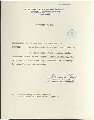 Memorandum from James S. Lay, Jr. to the National Security Council