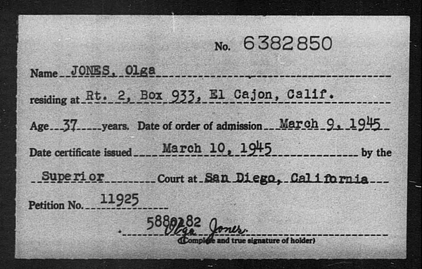 Jones, Olga - 1945