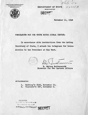 Memorandum from W. Walton Butterworth to the White House, with Attachments