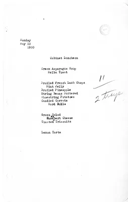 White House Luncheon Menu