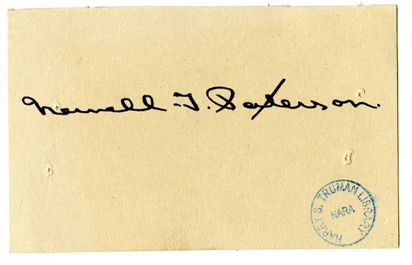 Wedding Gift Card from Newell T. Paterson