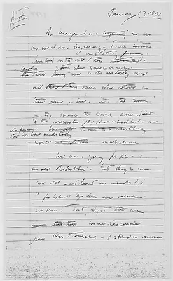 John F. Kennedy handwritten draft of the Inaugural Address, 17 January 1961