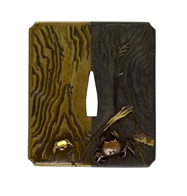 Tsuba with Crabs and Lotus Plants
