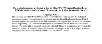 FY 1978 Spring Planning Review - HEW (1)