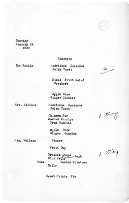 White House Luncheon and Dinner Menu