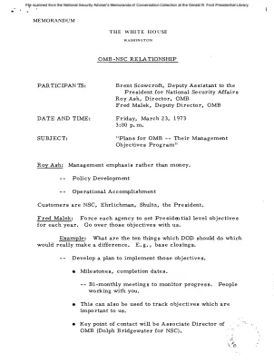 March 23, 1973 - Scowcroft, OMB Director Roy Ash, Deputy Director Fred Malek
