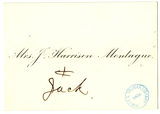 Wedding Gift Card from Mrs. J. Harrison Montague