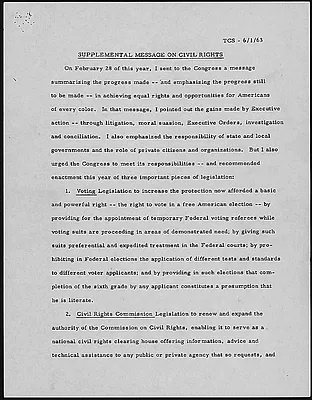 Supplemental Message on Civil Rights June 1, 1963