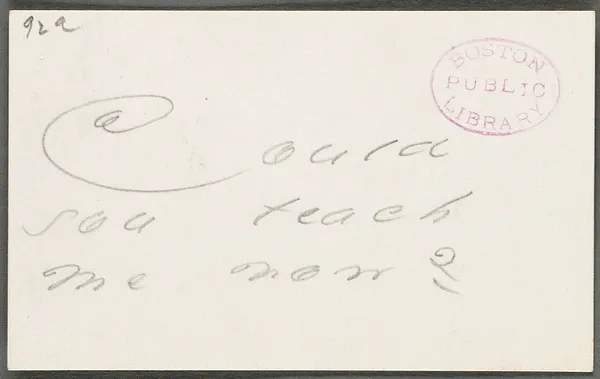 Emily Dickinson, Amherst, Mass., autograph note to Thomas Wentworth Higginson, about 1873