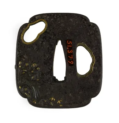 Tsuba with Tiger and Waterfall