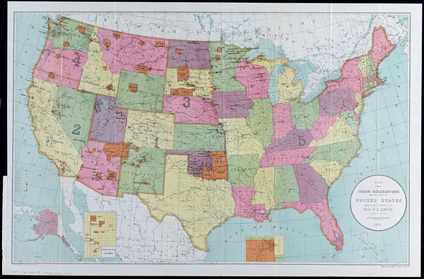 Map showing Indian reservations within the limits of the United States, 1905