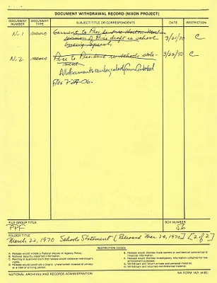 March 22, 1970, School Statement [Released Mar.24, 1970] [2 of 2]
