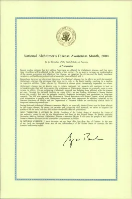 National Alzheimer's Disease Awareness Month, November 2003