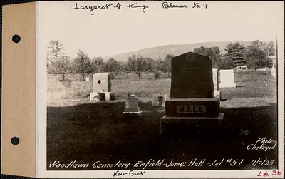 James Hall, Woodlawn Cemetery, new section, lot 57, Enfield, Mass., Sept. 7, 1928