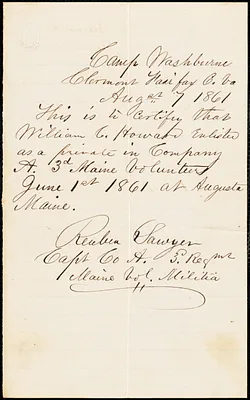 Civil War enlistment paper