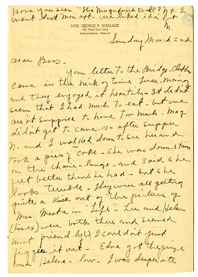Letter from May Wallace to Bess W. Truman