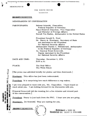 December 5, 1974 - Ford, Kissinger, FRG Chancellor Helmut Schmidt