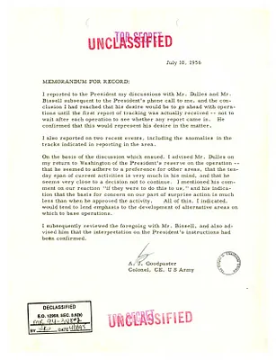 Memorandum for the Record Authored by Andrew J. Goodpaster
