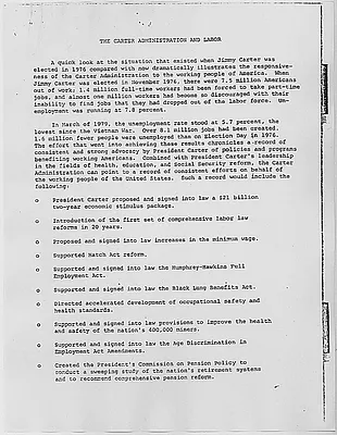 The Carter Administration and Labor