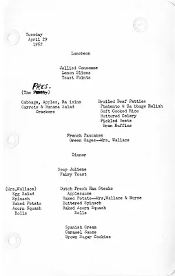 White House Luncheon and Dinner Menu