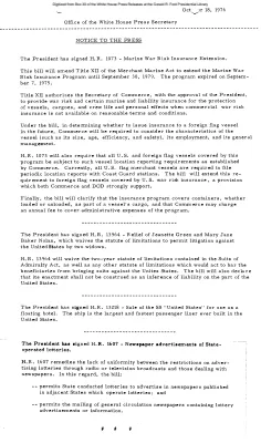 Signing of H.R. 1073, H.R. 13964, H.R. 13218, and H.R. 1607 [Bill]