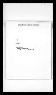 Letters Received Entered in Volume 2 (166), A-W, Jan.-Dec. 1868