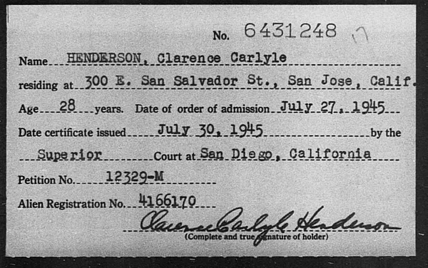 Henderson, Clarence Carlyle - 1945