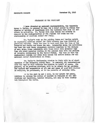 White House Press Release, Statement by President Harry S. Truman