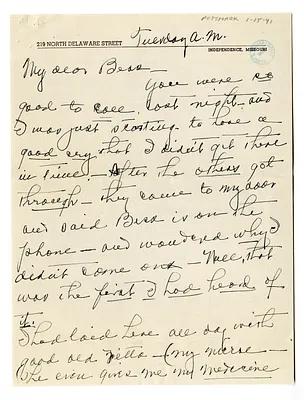 Letter from Madge Gates Wallace to Bess W. Truman