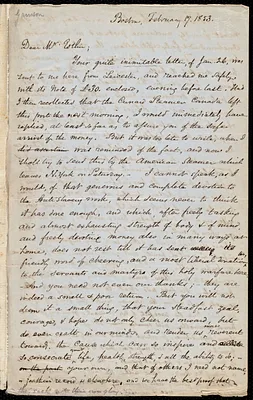 Letter from Samuel May, Boston, to John Bishop Estlin, February 17, 1853