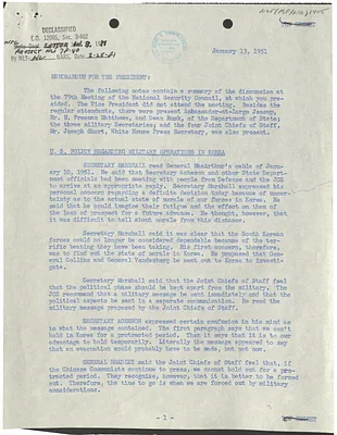 Memorandum for President Harry S. Truman
