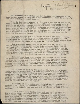 Bartolomeo Vanzetti typed letter (copy) to Maude Pettyjohn, [Bridgewater State Hospital for the Criminally Insane], 11 April 1925