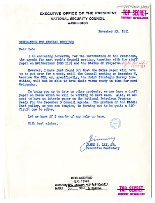Memorandum from James S. Lay, Jr. to Admiral Robert Dennison