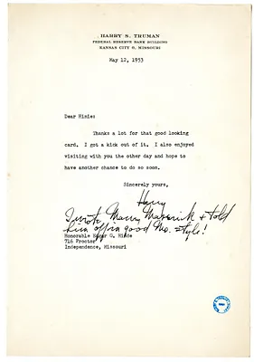 Letter from Harry S. Truman to Edgar Hinde