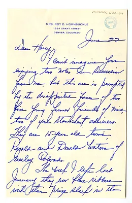 Letter from Myra Hornbuckle to Harry S. Truman