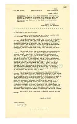 White House Press Release, President Harry S. Truman to the Senate of the United States