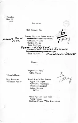 White House Luncheon and Dinner Menu