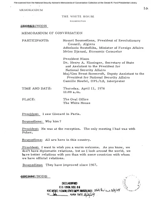 April 11, 1974 - Nixon, Algerian President Boumediene