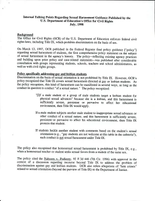Department of Education Guidelines Regarding Sexual Harassment