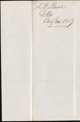 Albert W. Paine to the Secretary of State or Land Agent of Massachusetts, 25 August 1859