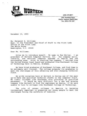 Letters of Support for Technical Schools 12/93 - 2/94 [6]