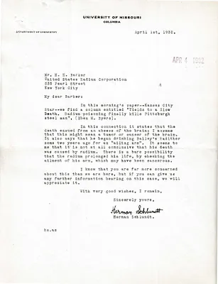 Letters Received to H.H. Barker, April 1, 1932