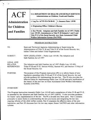 Adoption and Safe Families Act of 1997 [1]