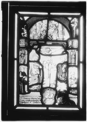 Crucifixion scene with kneeling monk
