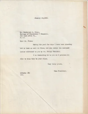 Letters Sent to Dr. Frederick B. Flinn, January 16, 1930