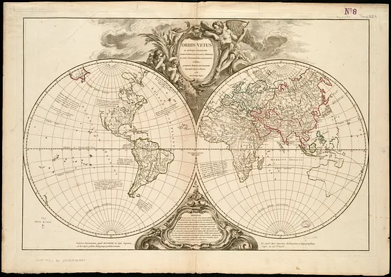 Orbis vetus in utrâque continente juxtà mentem Sansonianam distinctus, nec non observationibus astronomicis