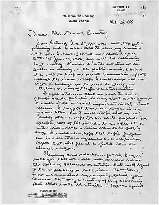 Letter from Ronald Reagan to Mikhail Gorbachev